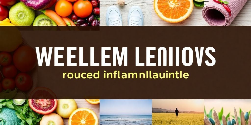 Healthy foods and calm lifestyle elements.