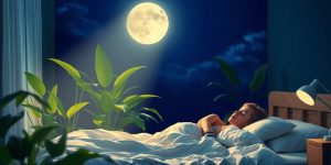 Person peacefully sleeping under a starry night sky.