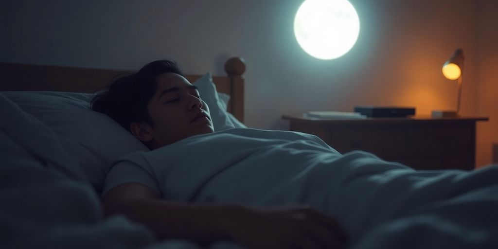 Person peacefully sleeping in a comfortable bed.