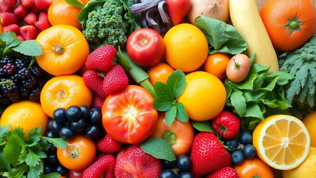 Colorful fruits and vegetables for fighting inflammation.