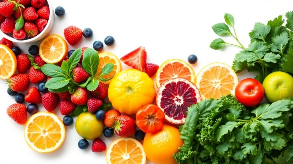 Colorful fruits and vegetables for fighting inflammation.