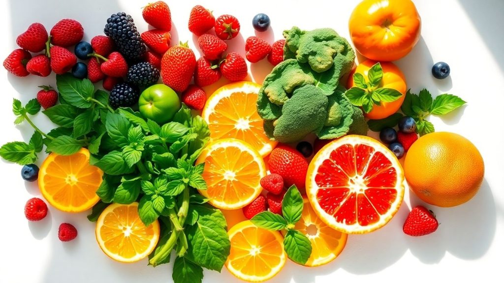 Colorful fruits and vegetables for reducing inflammation.